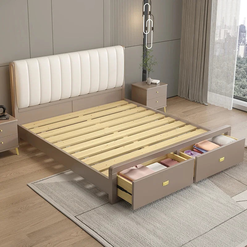 Bedroom Beds Single Bed Modern Queen Frames Frame Bedframe Luxury Home Furniture Family Twin Upholstered Bett Base Double WW